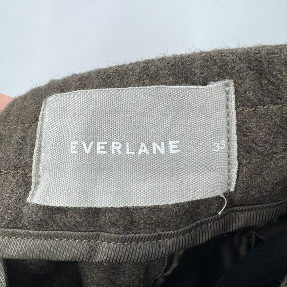 EVERLANE Green Brown Manteco Recycled Wool Trouser Pants Size 33 - Picture 5 of 7